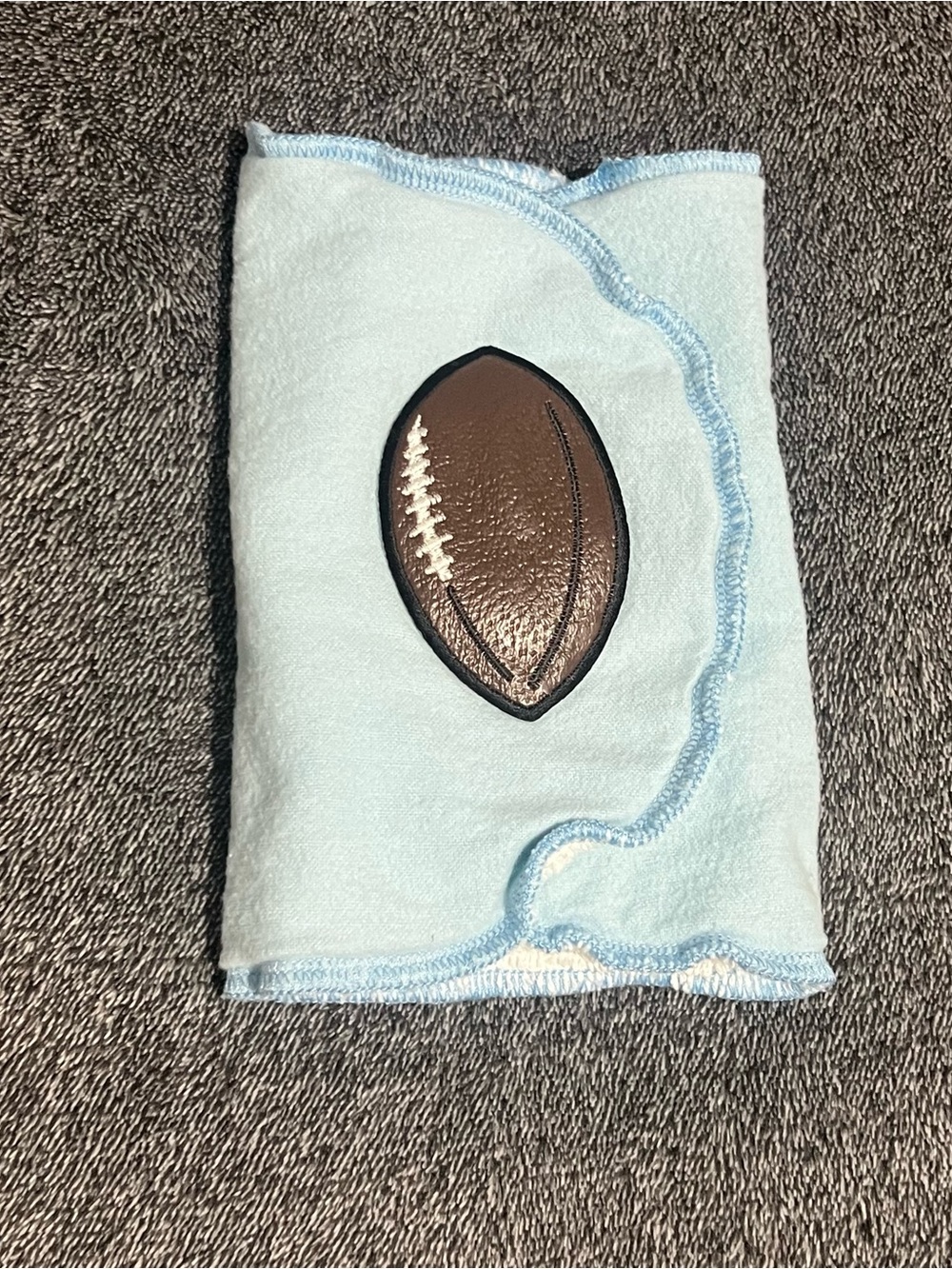 Light Blue Baby Burp Cloth with Football Applique